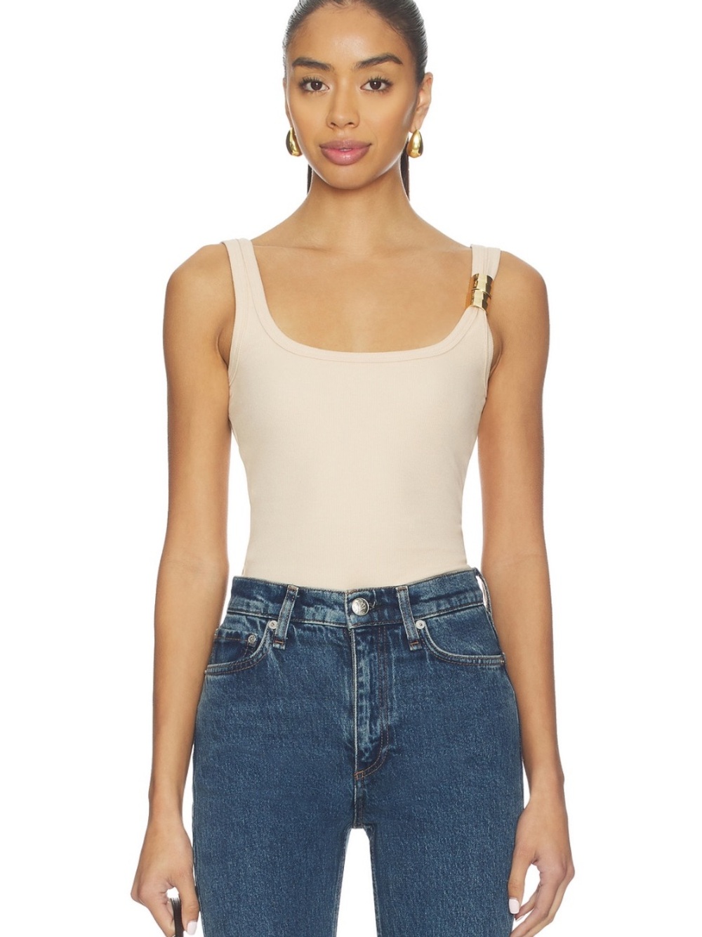 SNDYS Cleonie Tank Top Beige Small BNWT SOLD OUT Trendy Boutique Festival Gold